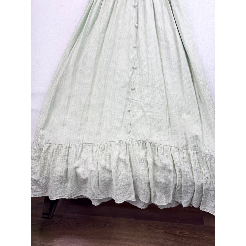 By The River Women's M Sage Green Maxi Dress Lace Trim Button Front Boho - Picture 4 of 14